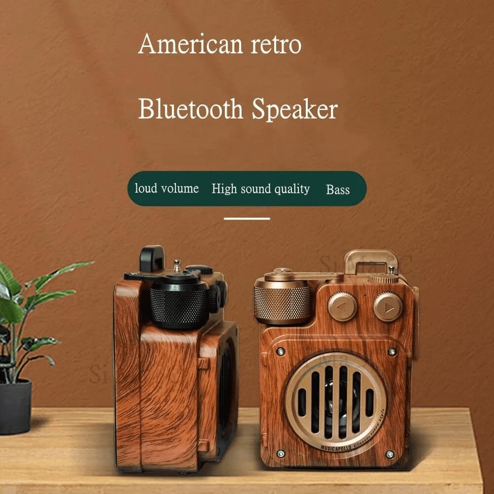 Receptor de radio inalámbrico radio retro estilo vintage de madera