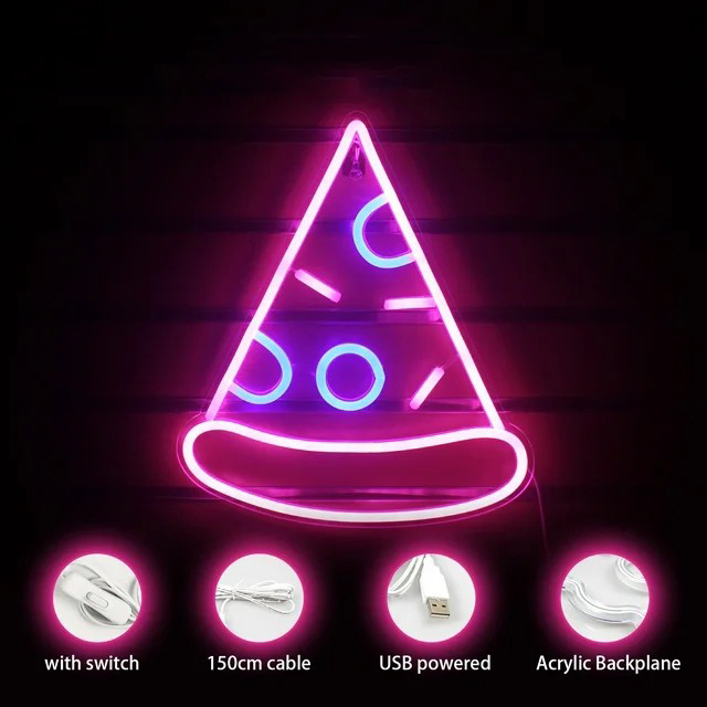 Pizza LED publicidad letrero iluminado en el logotipo de la pared