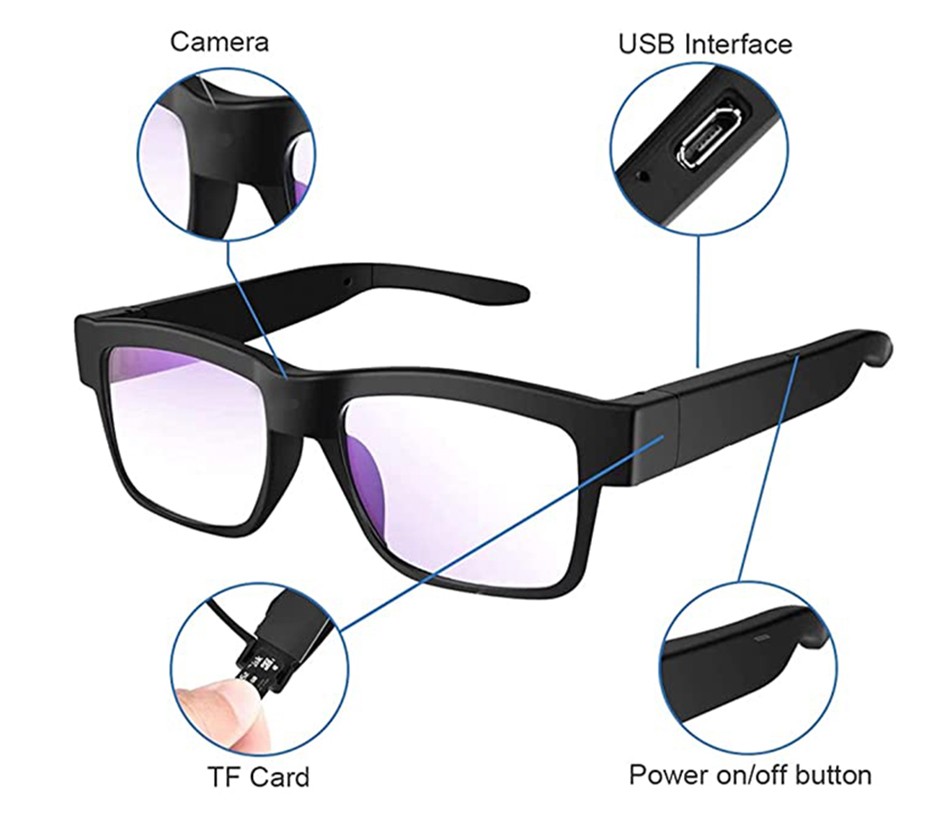 Gafas con cámara WiFi - Grabación espía Gafas de vídeo FULL HD + vídeo en  directo (Android/iOS)