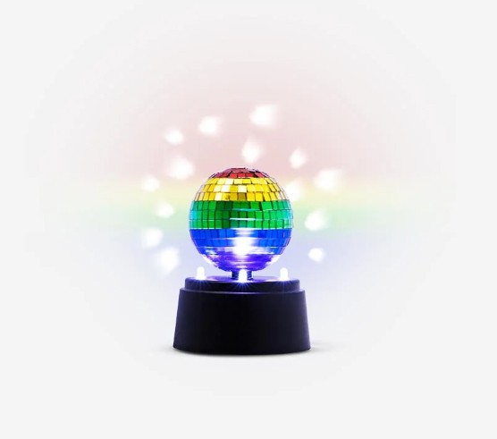 Mini bola de espejo giratoria con luz LED para discoteca para niños