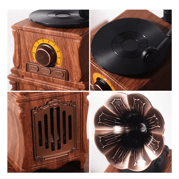 Fonógrafo gramófono mini bluetooth vintage retro radio