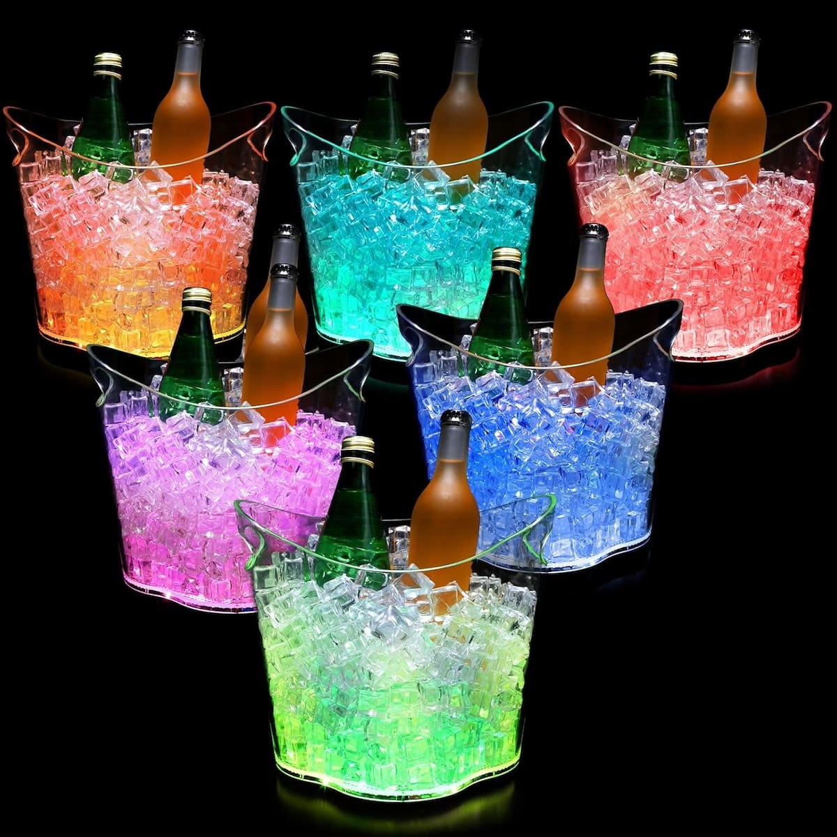 Cubo enfriador para bebidas vidrio transparente que cambia de color